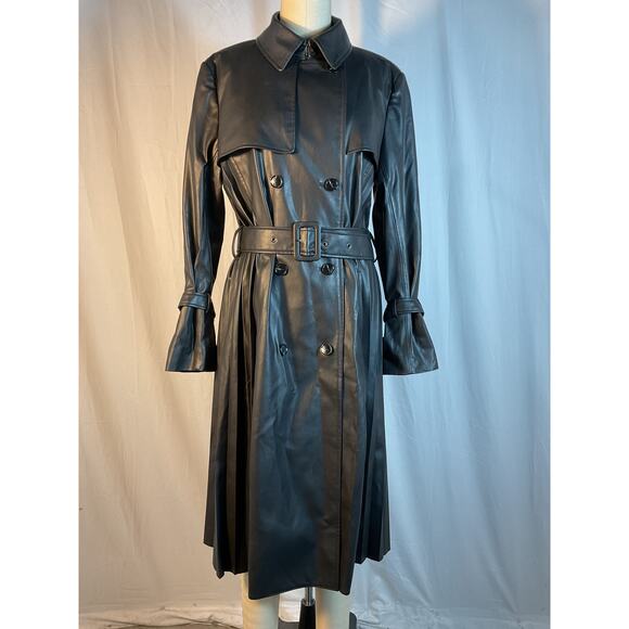 Ungaro 'Charlotte' Black Vegan Leather Trench Coat Size S - Picture 2 of 6